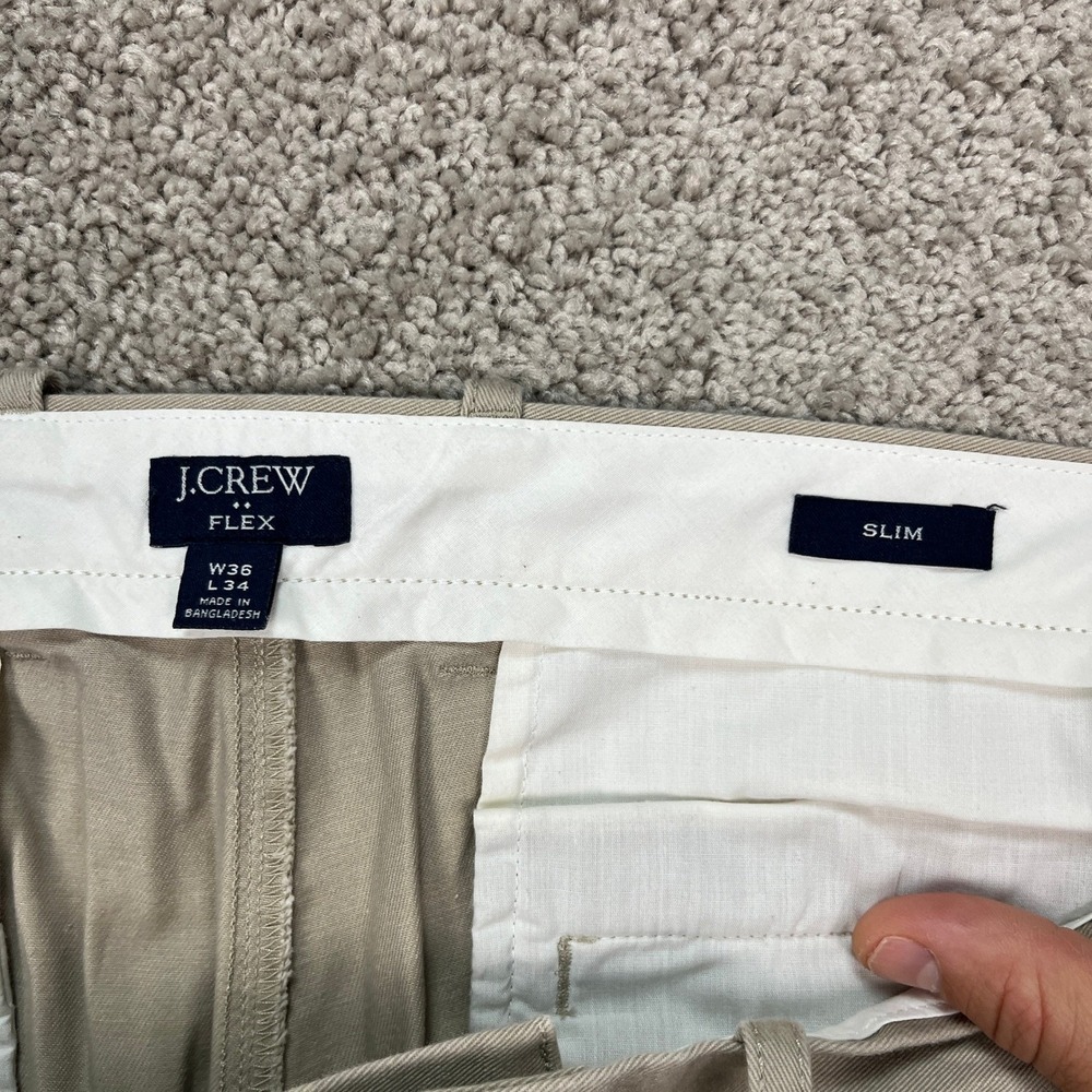 J.Crew Men's Khaki Chino Pants 36x34 Slim Flex Comfort Stretch Casual Wear EUC - Picture 9 of 11